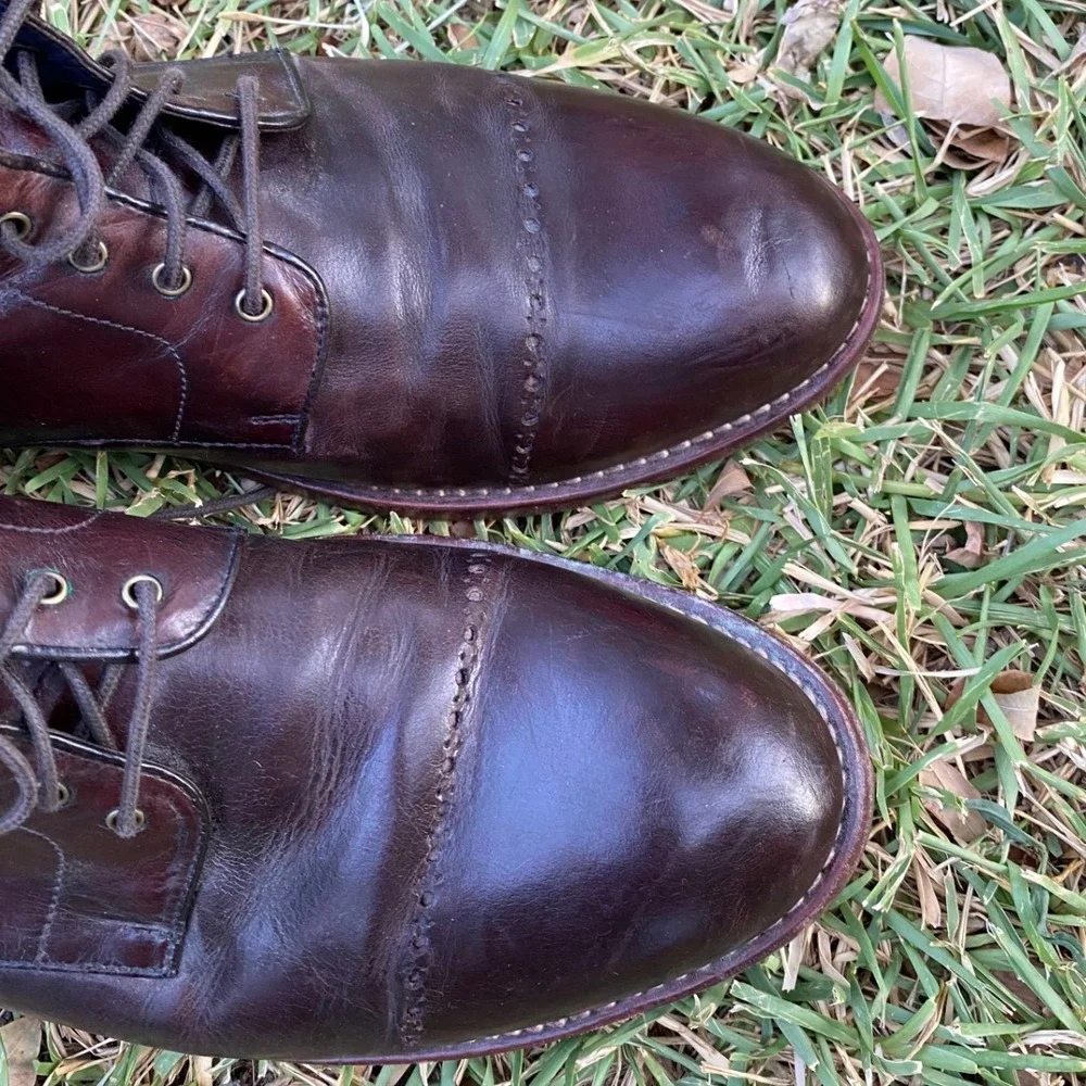 Cole Haan Martin Burgundy Leather Cap Toe Brogue Goodyear Welt Boots C11665 11.5